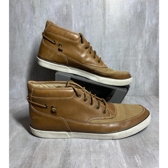 Polo Ralph Lauren Shoes Mens Size 14D Brown Tan Leather Canvas Boat Sneakers main image 8